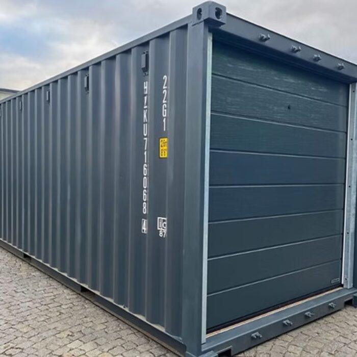 20ft by 8ft Lager Container mit 1 Sektionalrolltor Schwarz (1)